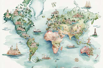 create custom hand drawn map in watercolor style