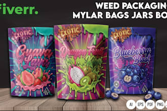 design unique mylar bag, weed pouch and cbd product labels