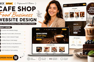 design wix cafe shop food business food menu bakery cake desert coffee website