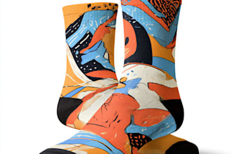 create premium typographic and illustration socks design