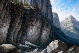 do paint a realistic digital landscape, oil painting, art