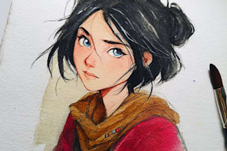 paint character art illustration, watercolor illustration