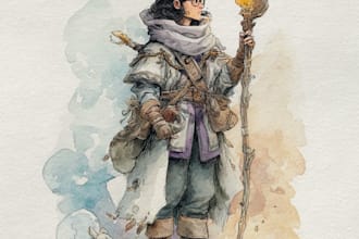 hand painted watercolor character art
