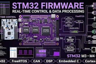 develop stm32 cortex m3 m4 m7 firmware for data processing and real time control