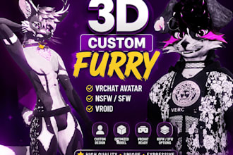 vrchat vroid avatar creator furry vtuber 3d character design