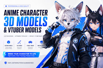 create anime character art, 3d models and vtuber models