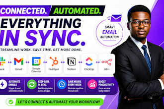 sync slack gmail google calender hubspot notion clickup  n8n email automation