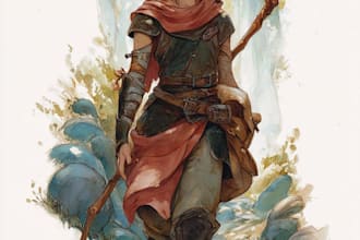 create a fantasy watercolor character illustration