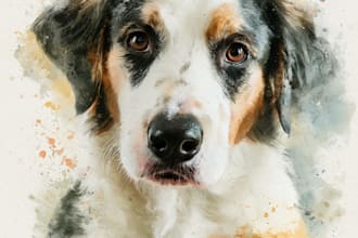 draw a personalized watercolor pet portrait gift for lovers