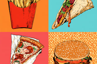 design food pop art of your food pop art illustration
