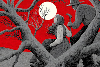 draw a custom woodcut and linocut style illustration