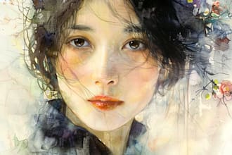 draw a watercolor portrait illustration