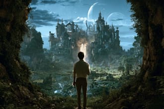 create surreal fantasy music album cover artwork