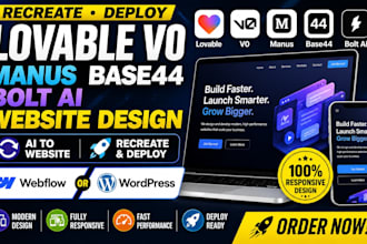 deploy lovable v0 manus base44 bolt ai website design webflow wordpress shopify