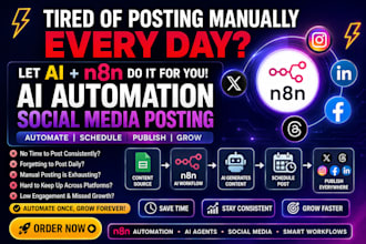 setup n8n ai agent to auto post twitter x threads social media ai automation