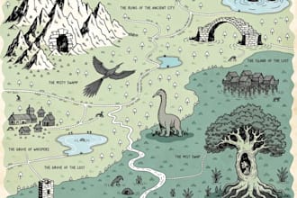 do draw fantasy map, landscape design, rpg map dndart