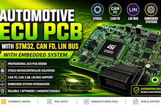 design automotive ecu pcb with stm32, can fd, lin bus with embedded system