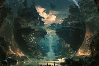 create cinematic fantasy music cover artwork