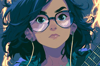create a anime style album cover, music cover artwork
