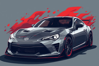 make amazing vector car portrait form your car