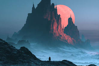 design fantasy, surreal and dreamy album cover artwork