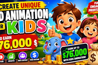 create unique and engaging 2d animation for kids to earn 76,000