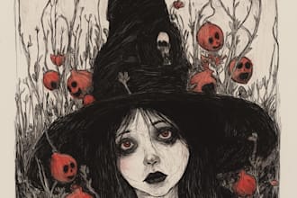 create a cute halloween illustration