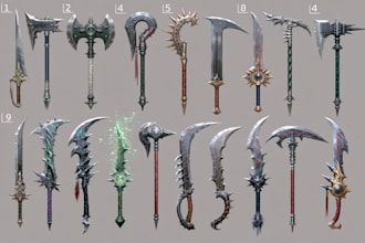 create weapon design and illustration