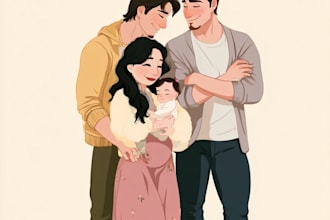 portrait in disney cartoon illustration