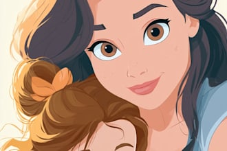 draw cartoon portrait in disney cartoon illustration
