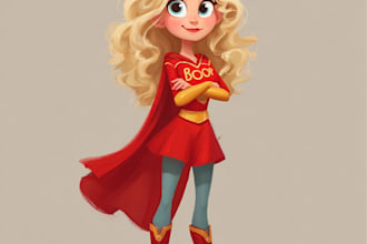 design cute boy and girl superhero characters
