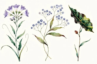paint watercolor flowers and botanical illustrations