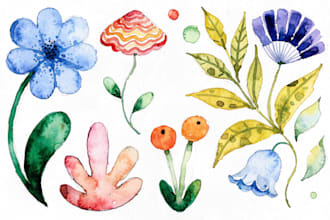 paint with watercolor for illustration and clipart