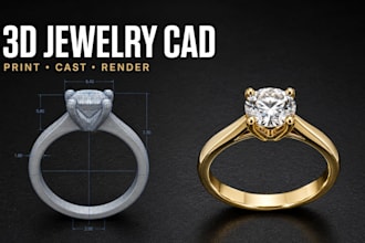 design 3d jewelry cad models for 3d printing and realistic rendering