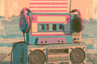 design a vintage japanese vinyl style album cover