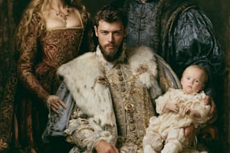 illustrate a romantic family royal couple portrait