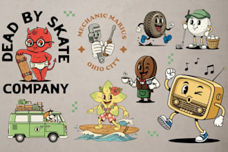 design retro vintage mascot logo and badge