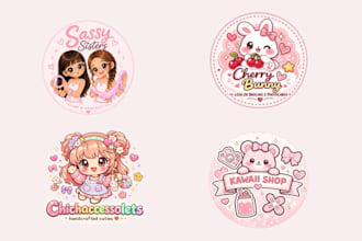 design or redesign a custom cute kawaii character logo