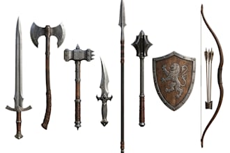 design creative concept art of weapons and items
