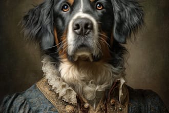 amazing royal pet portrait in custom caricature