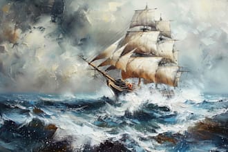 create ship oil painting for you