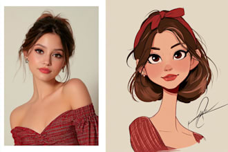 turn yourself into disney cartoon portrait art