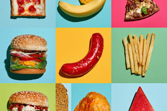 create modern and colorful food pop art illustrations