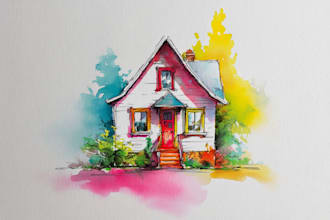 do watercolor house painting