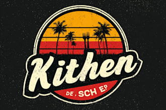 design vintage retro logo with hand drawn illustration