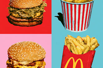 create bold colorful food pop art for advertising