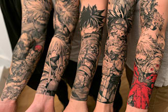 illustrate of custom anime manga tattoo design