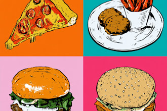 design colorful food pop art for restaurants and cafe
