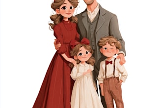 design a professional family cartoon character illustration