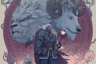 create epic fantasy scene and character artwork